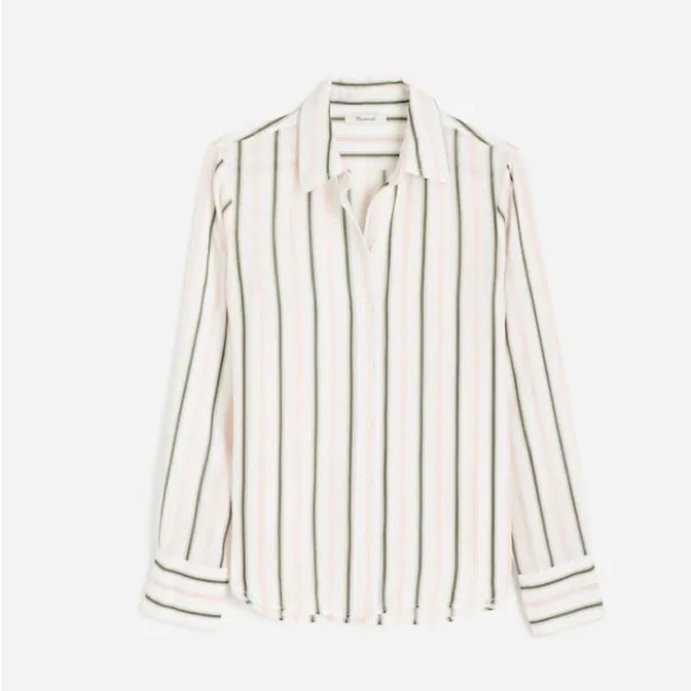 Madewell Women’s Signature Striped Oversize Button-Up Shirt size 12 boho preppy - Picture 6 of 15